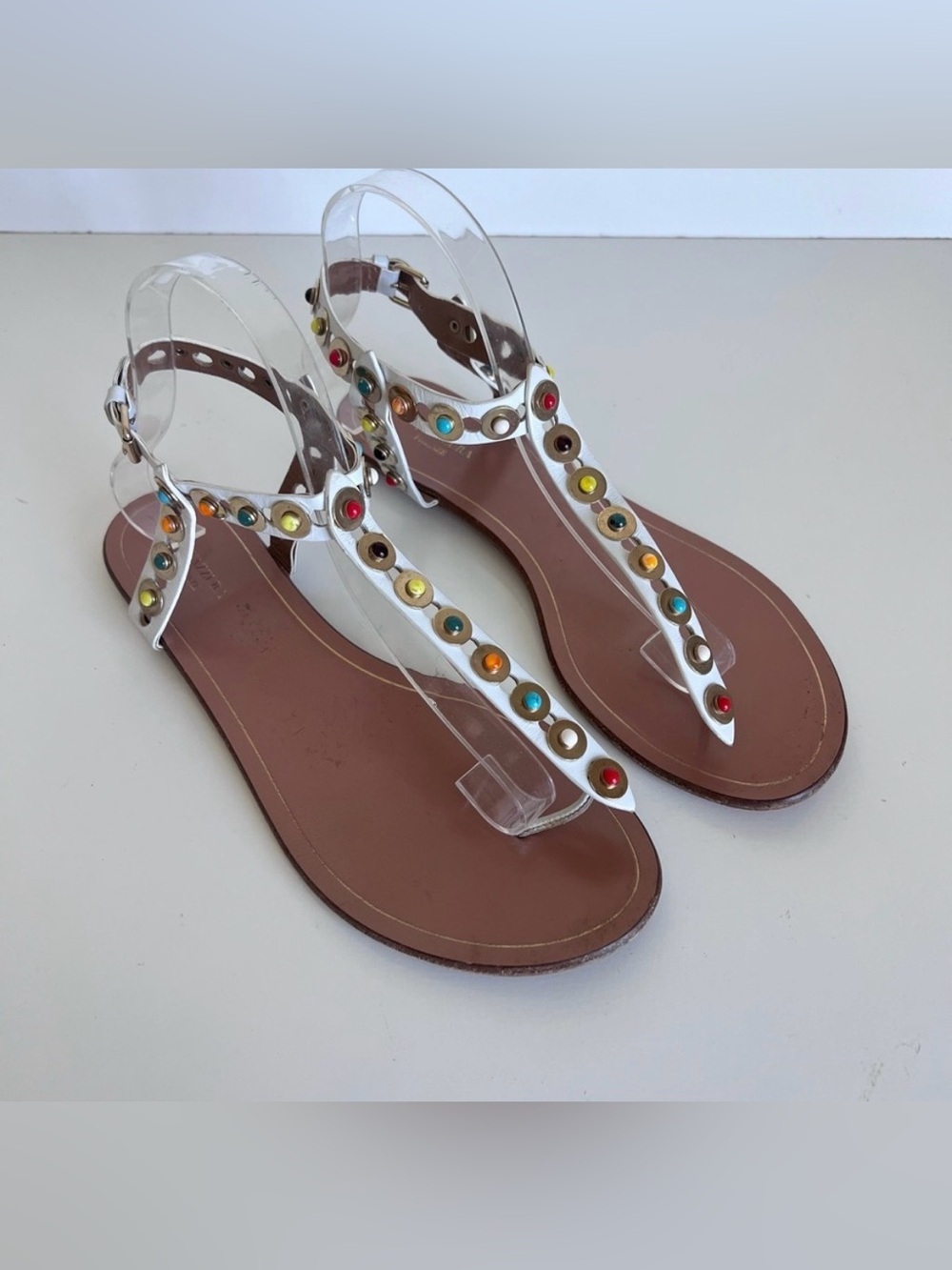 Aquazzura Women's Multistone Gladiator Leather Sandals, Very Rare Sz EU 39.5